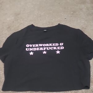 Black Graphic Tee with Pink Text